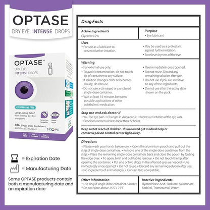 Optase Dry Eye Intense Drops, Single Dose 30 Single