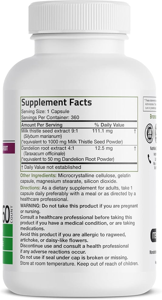 Bronson Milk Thistle Silymarin Marianum & 360 Capsules