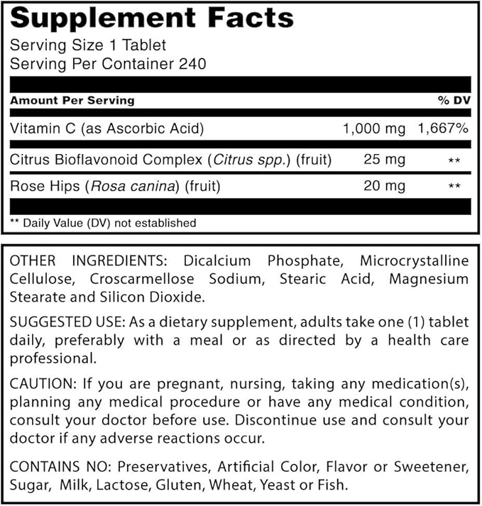 Amazing Formulas Vitamin C with Rose 240 Tablets