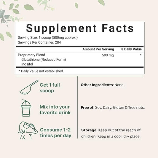 Glutathione Supplement, Pure Glutathione Reduced Powder 5 Ounce (9 Months 2 in 1 Formula,