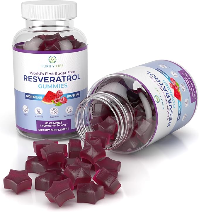 Purify Life Sugar-Free Resveratrol Gummies 1500mg Resveratrol
