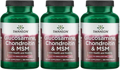 Swanson Mini-Tabs Glucosamine Chondroitin & Msm 750/600/300 Milligrams 360 Tabs 3 Pack