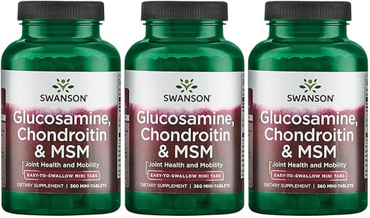 Swanson Mini-Tabs Glucosamine Chondroitin & Msm 750/600/300 Milligrams 360 Tabs 3 Pack