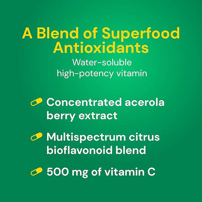 Country Life Acerola Vitamin C Complex, 500mg, Chewable 180 Wafers,