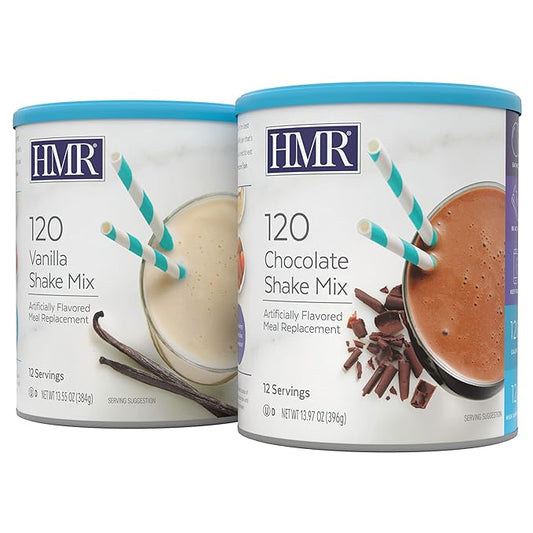 HMR 120 Chocolate Shake & 120 12g Protein, 120 Cal, 2 Canisters 12 Servings