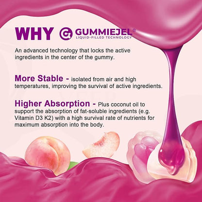 Sugar-Free Calcium Citrate Gummies 1000mg, Vitamin D3 K2, Magnesium, Zinc, Boron, Manganese, Copper for Bone, Muscle & Immune, Ultimate Absorption Calcium Supplements for Women & Men - Vegan, 60 Count