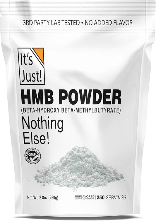 It's Just! - HMB Powder, 250g, Beta-Hydroxy Beta-Methylbutyrate, Free Acid, GMP Compliant, Third-Party Tested (Unflavored, 250g)