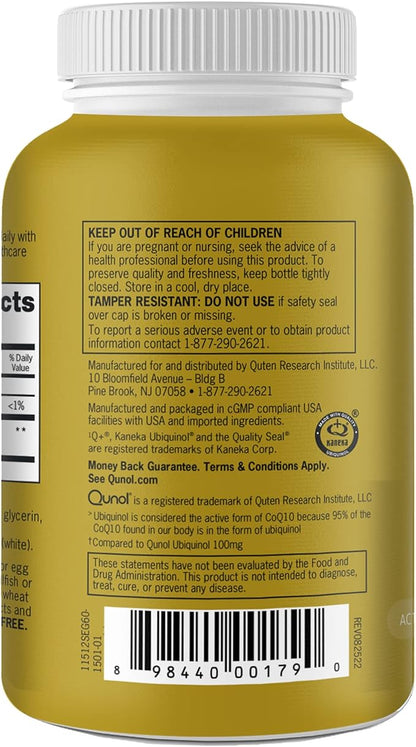 Qunol Ubiquinol CoQ10 200mg Softgels, Powerful CoQ10, 60ct 60ct Softgels