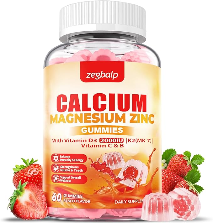Calcium Magnesium Zinc Gummies with Vitamin D3 & K2 High