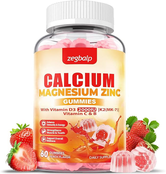 Calcium Magnesium Zinc Gummies with Vitamin D3 & K2 High
