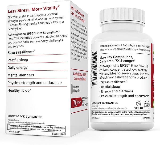 Terry Naturally Ashwagandha EP35 Extra Strength 60 Capsules, 2 - 120 Total