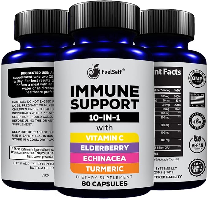 Immune Support Booster Supplement with Elderberry, B6, Zinc, 60 Count, 1 Pack