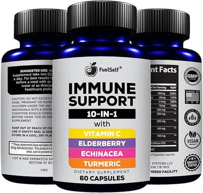 Immune Support Booster Supplement with Elderberry, B6, Zinc, 60 Count, 1 Pack
