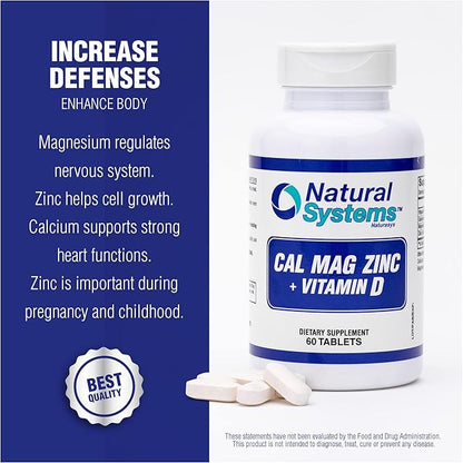 Calcium Magnesium Zinc Vitamin D Supplement 60 Tablets