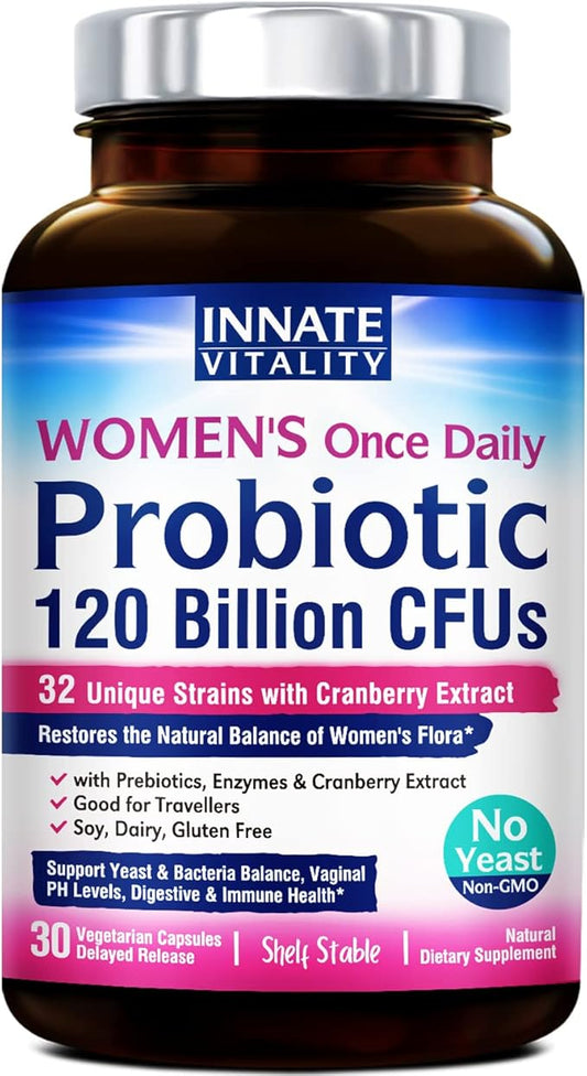 Innate Vitality Women's Probiotics, 120 Billion 32 Tested 30 Veggie