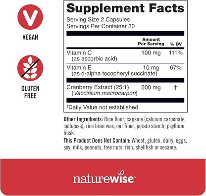 NatureWise Cranberry Extract Pills 12,500mg* Cranberries 60 Capsules[1-Month Capsules[1-Month Supply]