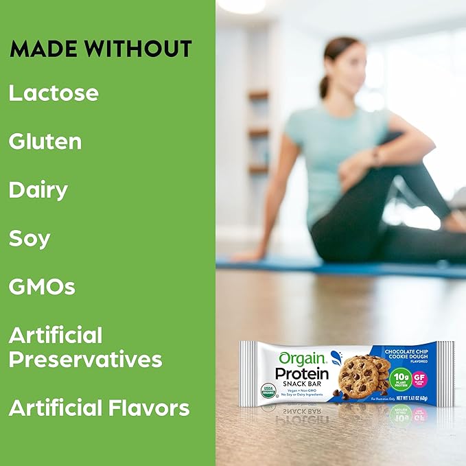 Orgain Organic Vegan Protein Bars, Chocolate 10g Plant 1.41 Oz 12)