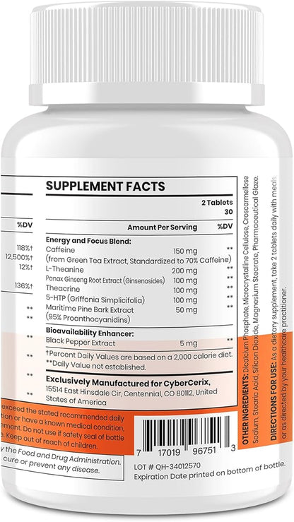 17-in-1 Brain Supplements for Memory and Focus - Nootropic Formula for Concentration, Clarity, Energy & Focus - Natural Caffeine Blend with Vitamins, Amino Acids & Herbal Extracts - 120 Tablets