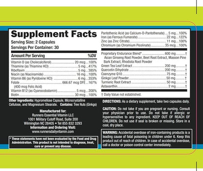 Without Limits Runners Essentials Daily Vitamin Formula - Runners Daily Vitamin - One Month Supply - 60 Capsules