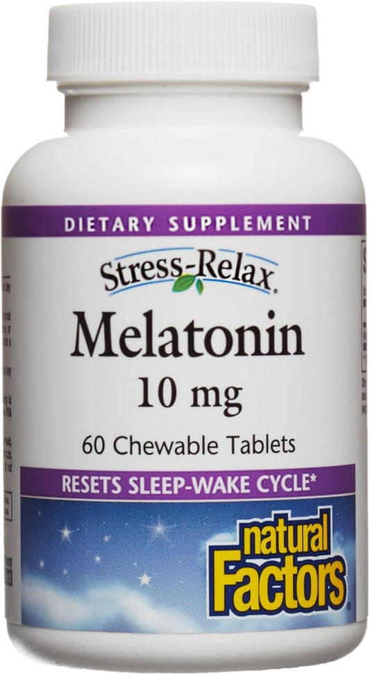 Stress-Relax Melatonin 10 mg by Natural 60 chewable (60 servings),