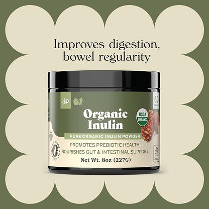 Pure Organic Inulin Powder Fiber Supplement 8oz Digestion