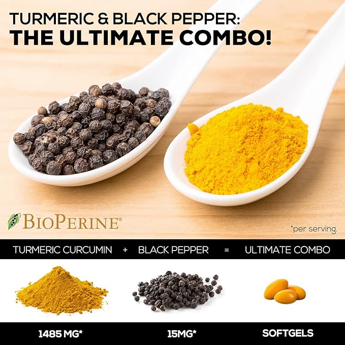 Turmeric Curcumin with Black Pepper Extract 1500mg, Advanced 60 Softgels