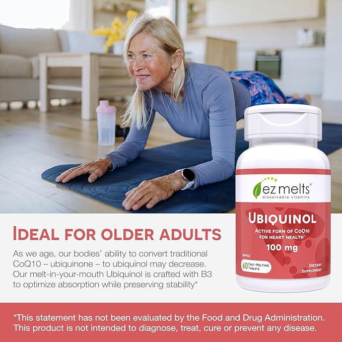 EZ Melts Dissolvable Ubiquinol 100mg, Active CoQ10, Heart 2-Month Supply