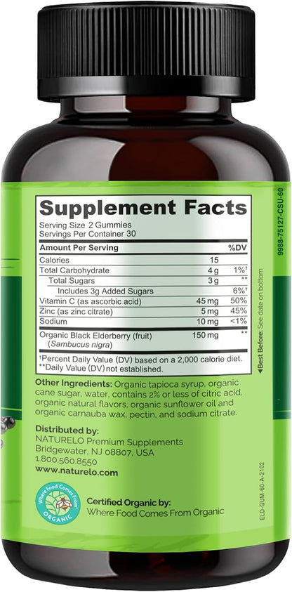 NATURELO Elderberry Gummies – Immune Support 60ct