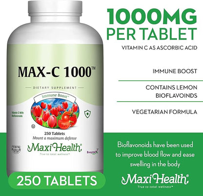 1000 mg Vitamin C - 1000mg Tablets Ultra High Absorption Formula - Gluten Free Kosher Dietary Non GMO Vitamin C Supplement for Immune Support - VIT C Vitamin C Tablets from Ascorbic Acid, 250 Count
