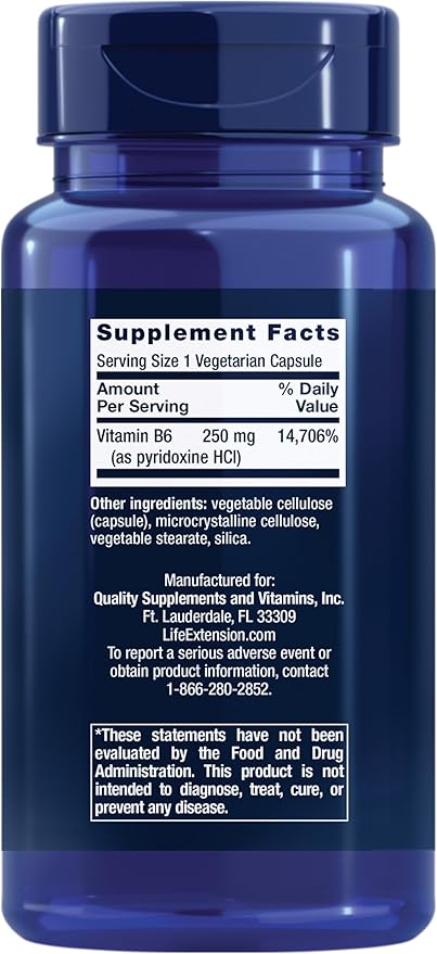Life Extension Vitamin B6 250 mg 100 Vegetarian