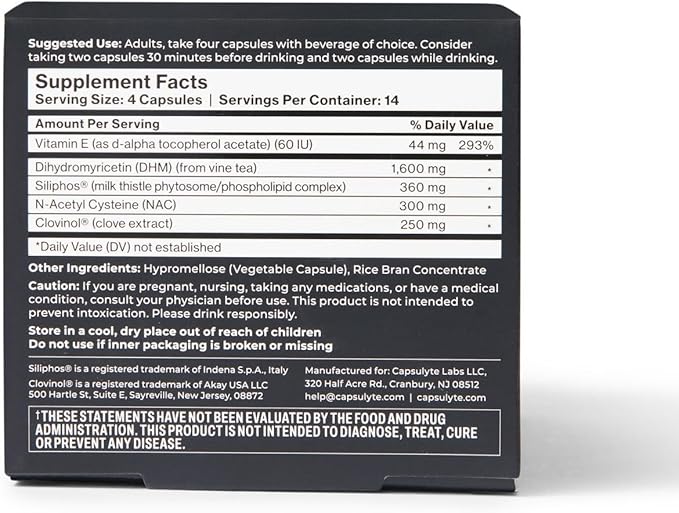 Pregame | Prevent Feeling Awful After Drinking | Alcohol Aid and Liver Health | with Dihydromyricetin DHM, N-Acetyl Cysteine NAC, Milk Thistle | Box of 14 Packets (56 Capsules)