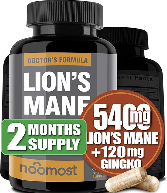 Organic Lions Mane Supplement Capsules 5400mg, 120mg – 2 Months