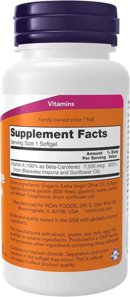 NOW Supplements, Natural Beta Carotene 25,000 90 Softgels
