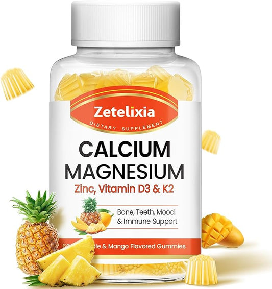 Sugar Free Calcium Gummies for Women D3 & K2, Calcium 60 Count