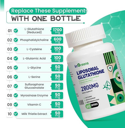 2800 MG Liposomal Glutathione Supplement, Detoxifying