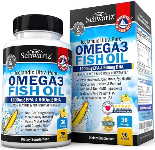 Omega 3 Fish Oil Supplement 1200mg EPA 900mg DHA 90 Softgels