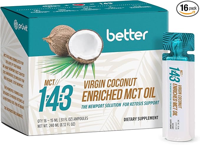 MCT 1:43 Oil from Organic Coconuts - Fatty Acid Fuel for Complete Healthy Coverage – 8.12 FL OZ