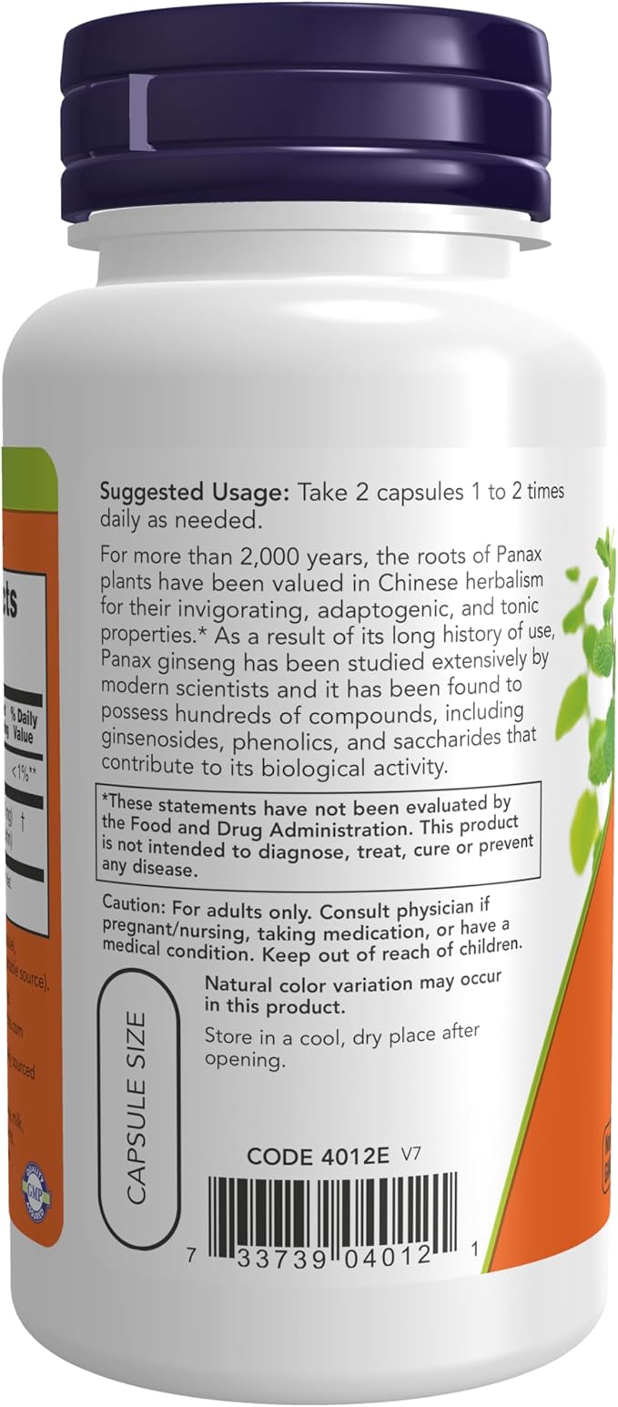 NOW Supplements, Panax Ginseng (Root) 500 100 Veg