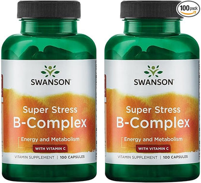 Swanson Vitamin B-Complex w/Vitamin C (100 Capsules) (2 Pack)
