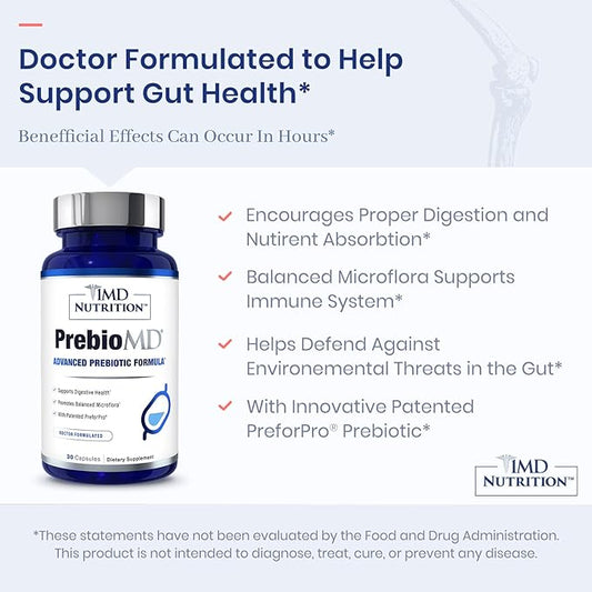 1MD Nutrition PreBioMD - Prebiotic with PreforPro | Support Healthy Digestion and Beneficial Bacteria