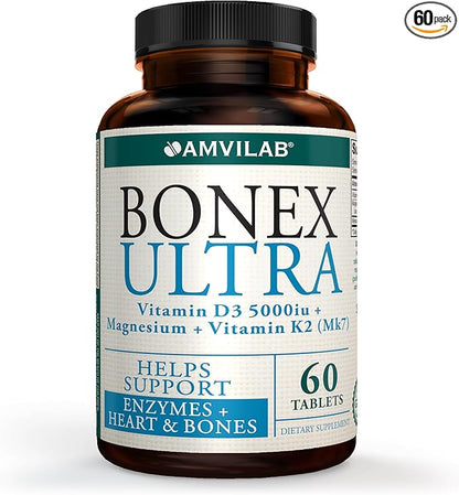 BONEX Ultra Supplement D3, Vitamin K2 (MK7) (MK7) & 60 Tablets 2 Month