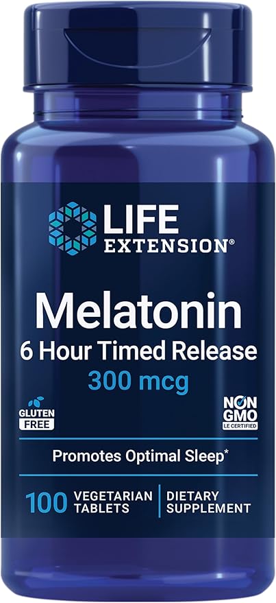 Life Extension DHEA 25mg and Melatonin 6 Hour 300mcg - 100 Capsules 100 Tablets