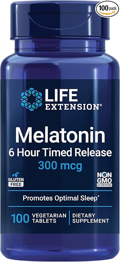 Life Extension DHEA 25mg and Melatonin 6 Hour 300mcg - 100 Capsules 100 Tablets