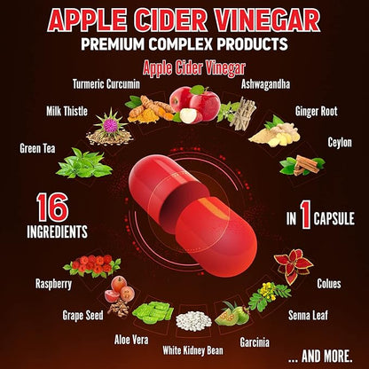 Zolotus 14x Strength Apple Cider Vinegar 14500mg, with (60 Caps)