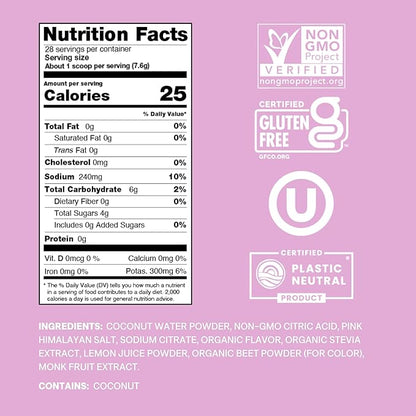 Cure Hydration | Plant-Based Electrolyte Drink Mix | No Added Sugar | FSA & HSA | Dehydration Relief Powder Made with Coconut Water | Non-GMO | Vegan | 28 Servings Jar - Watermelon