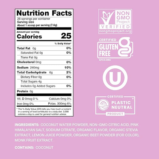 Cure Hydration | Plant-Based Electrolyte Drink Mix | No Added Sugar | FSA & HSA | Dehydration Relief Powder Made with Coconut Water | Non-GMO | Vegan | 28 Servings Jar - Watermelon