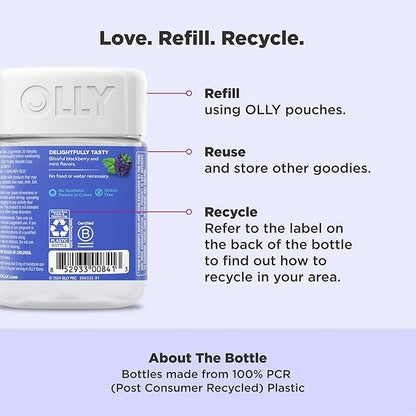 OLLY Extra Strength Sleep Gummy, Occasional Sleep Support, 5 mg Melatonin, L-Theanine, Chamomile, Lemon Balm Extracts, Sleep Aid, BlackBerry Flavor - 90 Count (Packaging May Vary)