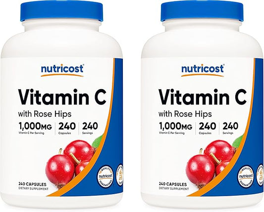 Nutricost Vitamin C with Rose Hips 1025mg, 240 240 Capsules (2 Bottles)