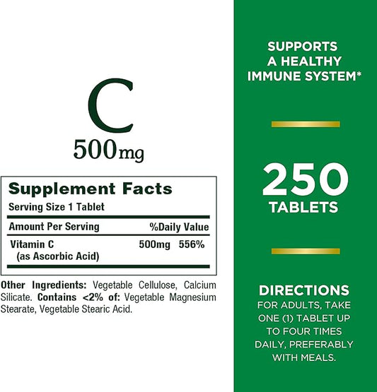 Nature's Bounty Vitamin C, Supports a 500mg, 250 250 Tablets