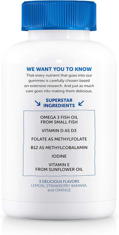 SmartyPants Multivitamin for Men & Women: D3, C, B12, B6, B6, Vitamin 3 Fish 180 Count (30 Day